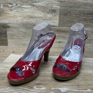 Madeline Stuart Allie Red Platform Sling Back Heels Women's Size 8.5